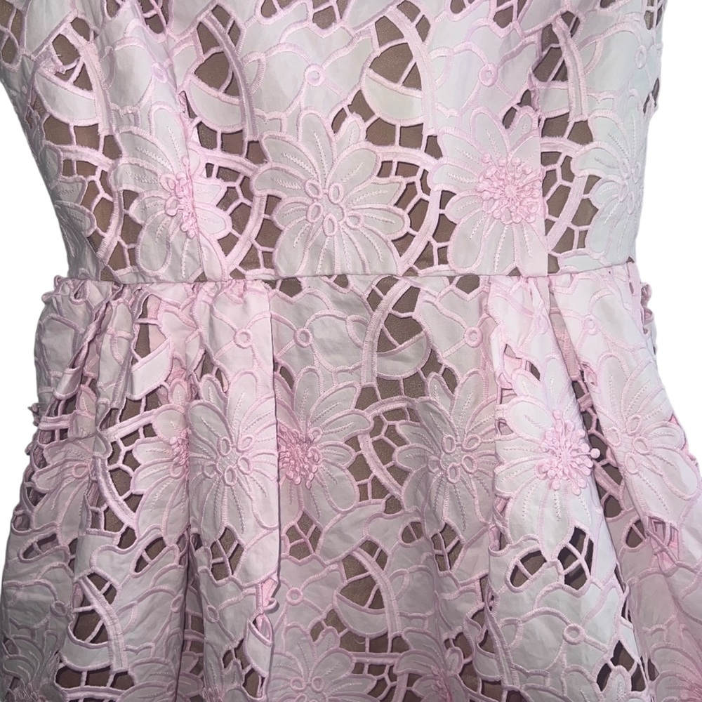 NEW NWT Self Portrait Pink Cotton Guipure Lace Midi Dress In Peony Light Pink - Picture 5 of 14